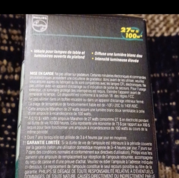 $4 Add-on New Philips Marathon Bulb (27 w = 100 w) - Picture 3 of 5